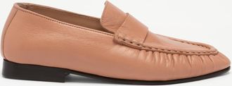 Russell & Bromley APLEY Womens Light Brown Leather Ruched Moccasin Loafer