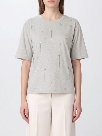 Liu Jo T-shirt girocollo in cotone con ricamo e applicazioni di cristalli