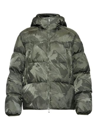 Add camouflage-pattern hooded jacket - men - Down/Feather/Polyamide/Cotton - 50 - Green