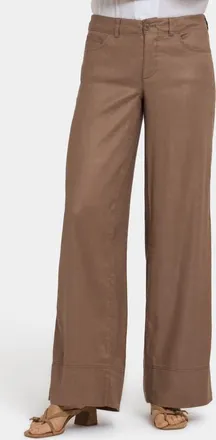 NYDJ Linen Blend Wide Leg Pants in Toasted Coconut at Nordstrom, Size 16P