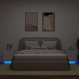 Berkfield Home Bedside Cabinets with LED Lights 2 pcs White Engineered Wood