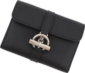 Herm&egrave;s Kara Black Swift Leather Coin Purse/Coin Case (Pre-Owned)