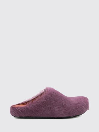 Marni Low-Heeled Fur Sabot Mules with a Round Toe