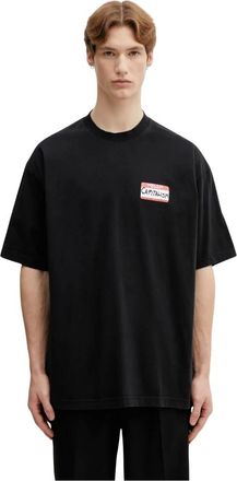 VETEMENTS Tops, Heren, Zwart, S, Katoen, Sticker T-shirt