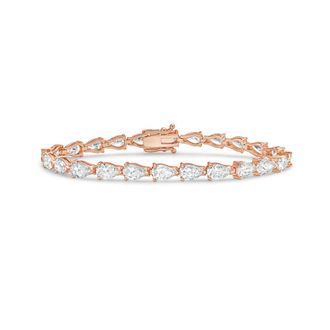 Diana M. Jewels 14kt Rose Gold 48cts Lab Grown Pear Diamond East-West Tennis Bracelet