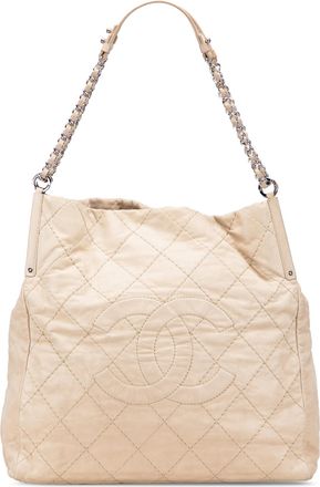 Chanel Pre-owned Womens Quilted Hobo Bag Chain Strap - Ivory Leather - One Size