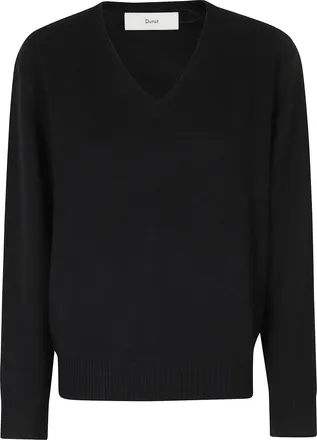 Dunst Black Classic V-Neck Wool-Cashmere Sweater