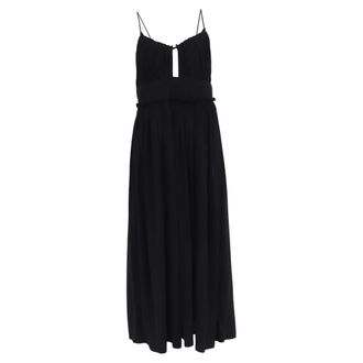 Ulla Johnson Freya Cut Out Accent Midi Dress in Black Cotton