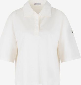 Moncler Boxy-Kurzarm-Polohemd aus Jersey und Popeline Hahnenpatch