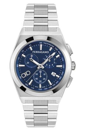 Ferragamo Vega Upper East Two-Tone Bracelet Chronograph Watch, 42mm in Stainless Steel at Nordstrom