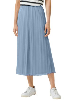 s.Oliver Black Label Midirock S.OLIVER BLACK LABEL, Damen, Gr. 36, light blau, Web, Obermaterial: 100% Polyester, unifarben, normal 3/4-L&auml;nge, R&ouml;cke Midirock, mit Falten u