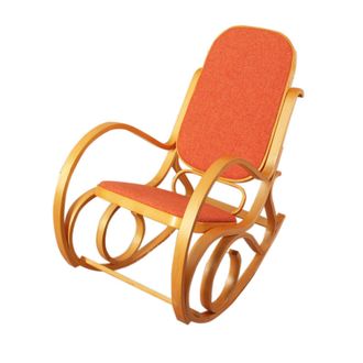 Hhg Hhg - Nunca Usado] Mecedora M41, Sill&oacute;n Giratorio Sill&oacute;n Tv, Madera Maciza, Aspecto Roble, Tela/textil Naranja