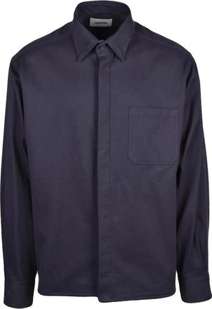 Dressism. Blue Heavy Canvas Stretch Cotton Oversized Shirt