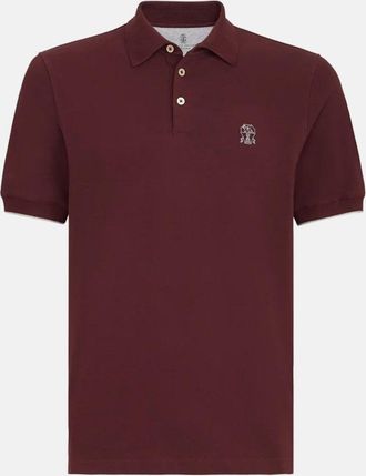 Brunello Cucinelli BRANDED COTTON POLO SHIRT Size: L, colour: BURGUNDY