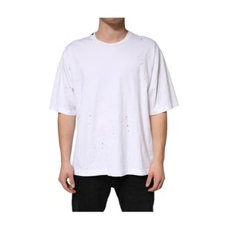 Dolce & Gabbana T-Shirts, male, White, Size: 2XL Cotton Crewneck Short Sleeve T-Shirt
