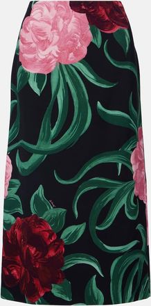 La DoubleJ Floral satin pencil skirt