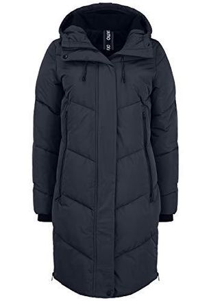 Oxmo OXJuna Femme Manteau dhiver Parka Veste avec capuche Bande &eacute;lastique Poches zipp&eacute;es Fermeture &eacute;clair lat&eacute;rales Regular Fit, Taille:L, Couleur:Black (1