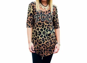 Gameday Couture Tcu Logo Tunic In Leopard