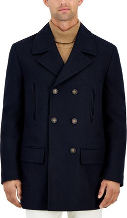 Michael Kors Mens Classic Fit Double-Breasted Wool Blend Peacoats
