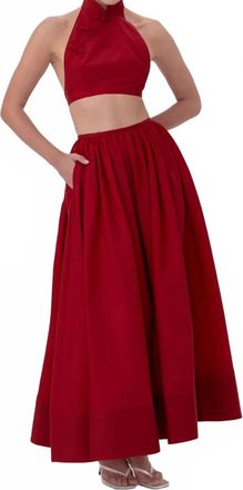 Sau Lee Hilary Halter Crop Top And Maxi Skirt Set In Red