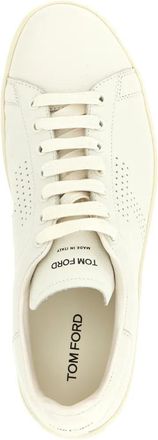 Tom Ford perforated-logo leather sneakers - White