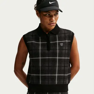 Nike Womens Fairway Fresh Plaid Golf Sweater Vest in Black | IO0356-010