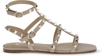 Valentino Garavani Womens Sandal Rockstud Powder Pink Calf Leather
