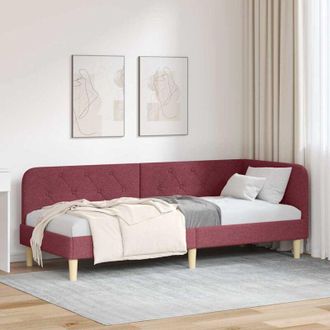 vidaXL Estructura De Cama En Esquina Crema 100 Cm X 200 Cm Tela