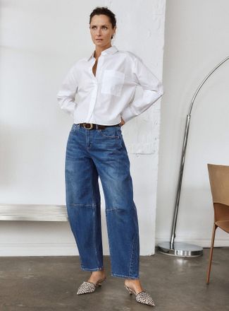 Yoga Jeans by Second Womens Medium-indigo barrel jean Fit: Barrel leg, high rise