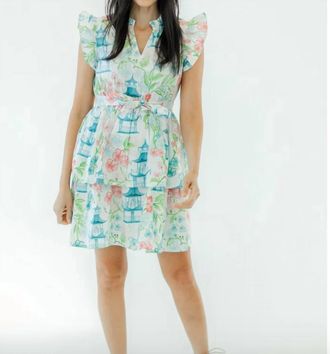 Velvet Maia Mini Dress In Emerald Pagoda