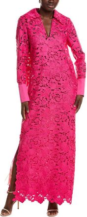 Oscar De La Renta Oscar De La Renta Roses Guipure & Poplin Maxi Dress