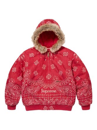 SUPREME bandana-jacquard denim jacket - Red