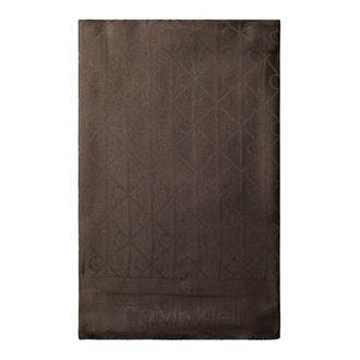 Calvin Klein Pa&ntilde;uelo Brillante Tonal con Estampado de Emblemas - Accessories - Mujer - Marr&oacute;n - ONE SIZE