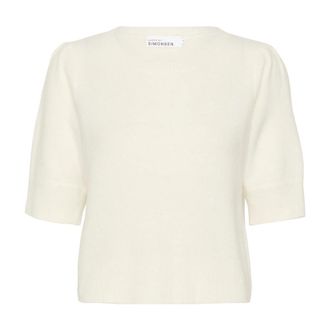Karen by Simonsen Effen Trui Egret - Dames - Ronde hals truien - Wit - 2XL - Truien & Vesten