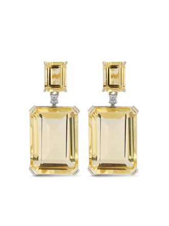 Mateo Bijoux Orecchini pendenti in oro giallo 14 carati con diamanti e citrino