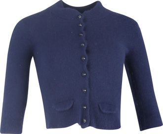 Mulberry Mulberry cropped vest met knoopjes in blauwe wol