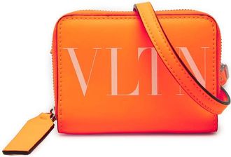 Valentino Pre-owned Valentino Calfskin VLTN Wallet with Neck Strap Ladies QLRA3OYHAFKLHY61