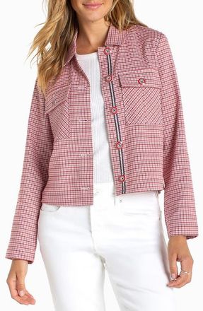 Liverpool L.A. Tattersall Plaid Jacket in Cherry Red Tatt Plaid at Nordstrom, Size X-Small