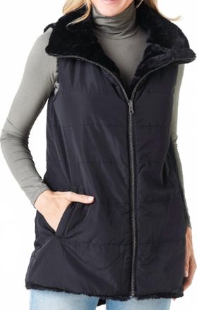 True Grit Womens Fur Reversible Vest In Black