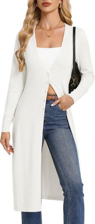 Grace Karin Womens Long-Sleeve V-Neck Long Cardigan Spring Lightweight Cardigans White XXL