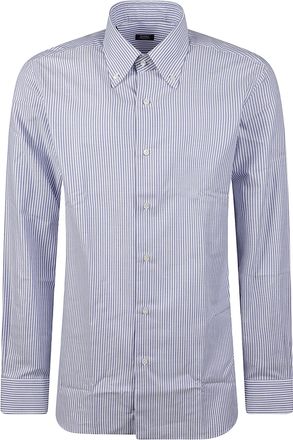 Barba Blue Striped Cotton Button-Down Shirt