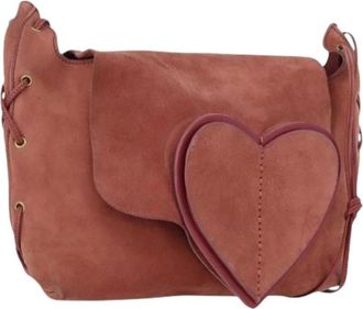 Gucci Pre-owned Cross Body Bags, female, Pink, Size: ONE SIZE Pre-owned Vintage Suede Shoulder Bag