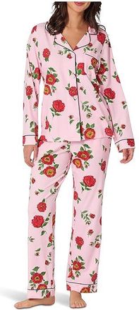 Bedhead Pajamas Long Sleeve Classic Cotton Knit Pajama Set Womens Pajama Sets Falling Blooms : LG (US 12-14), Cotton/Down