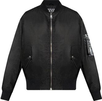 Versace Jeans Couture Striped bomber jacket - men - Polyester - 54 - Black