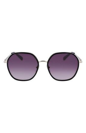 Longchamp Roseau 58mm Gradient Rectangular Sunglasses in Gold/black at Nordstrom Rack