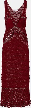 Paco Rabanne Embellished crochet cotton midi dress