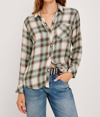 Rails Hunter Button Down Shirt In Birch Olive Teal