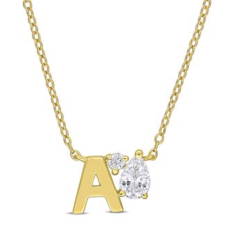 Mimi & Max 3/4ct TGW Created White Sapphire Q Initial Necklace Yellow Plated Sterling Silver