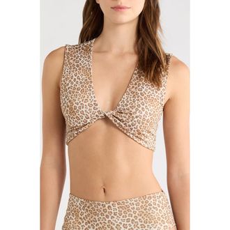 Ramy Brook Olivia Leopard Twist Front Bikini Top in Light Leopard at Nordstrom, Size X-Small