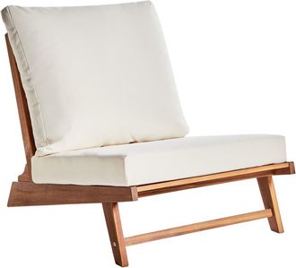 Beliani Silla de jard&iacute;n con coj&iacute;n Madera de acacia Blanco crema